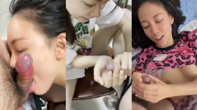 在校大一学妹，放寒假在家，老喜欢撸男友鸡巴了，用爽手捧着精液！